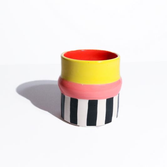 Yellow Pink Red Stripe Color Block Cup