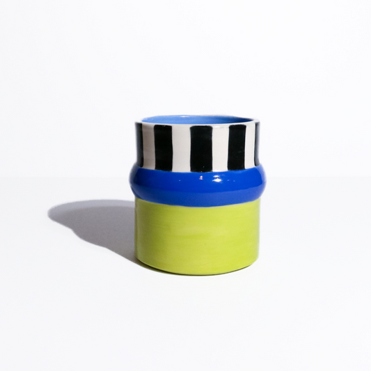 Blue Chartreuse Stripe Color Block Cup