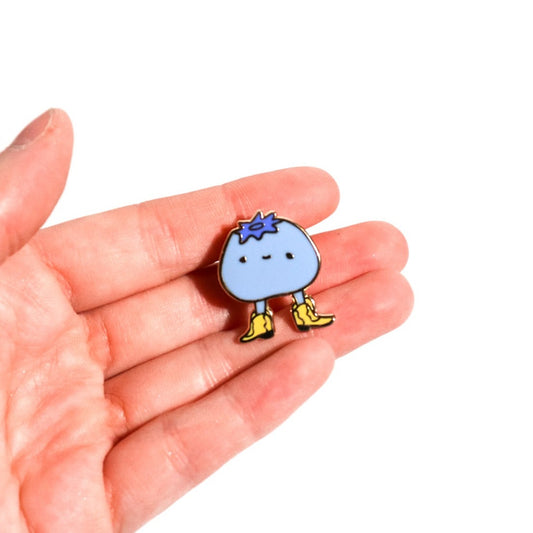 Blueberry with Cowboy Boots Enamel Pin