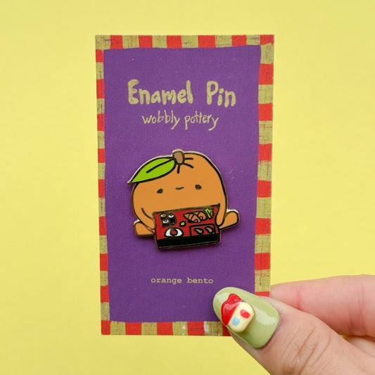 Enamel Pin - Orange with Bento Box