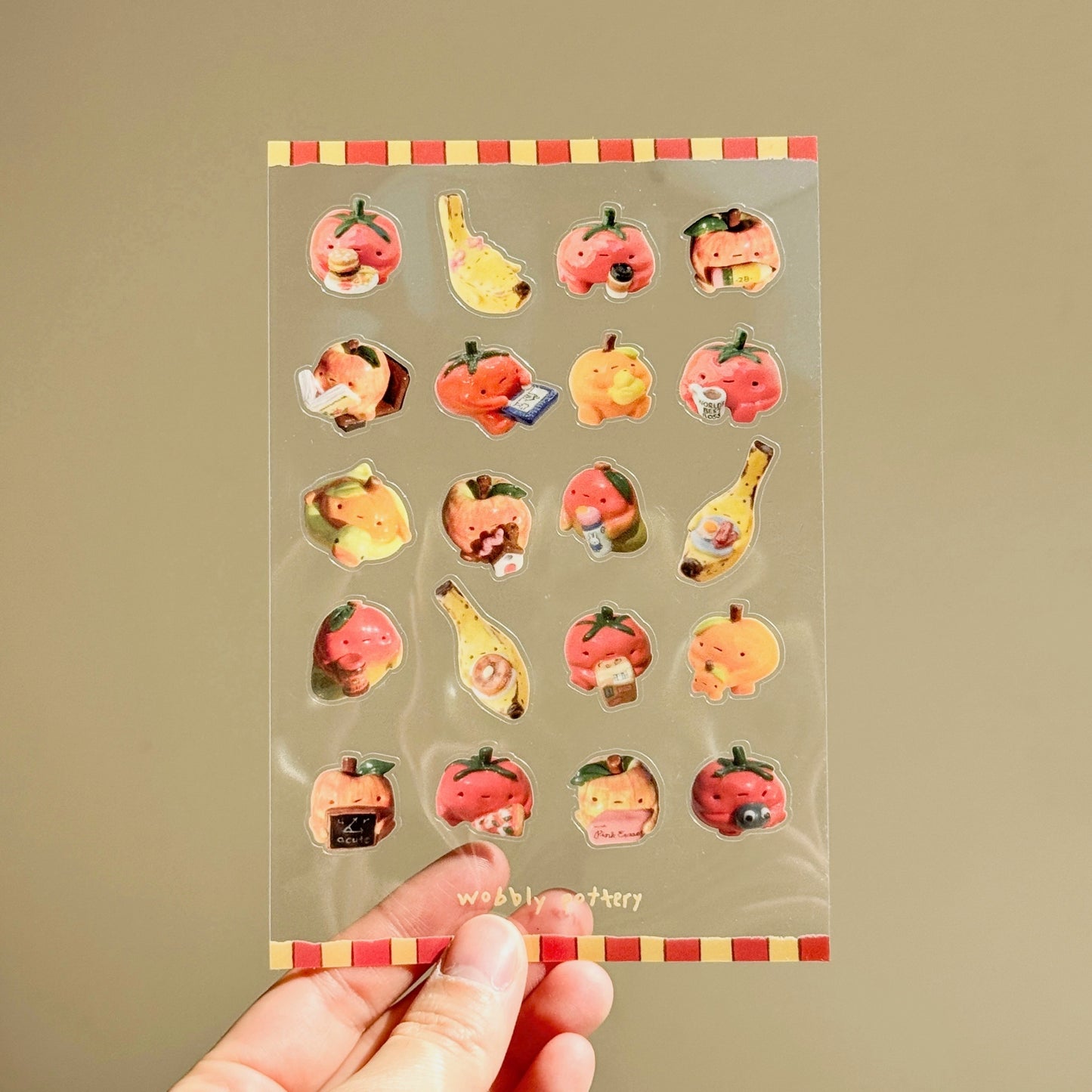 Tomatoes Bananas Apples Clear Vinyl Sticker Sheet