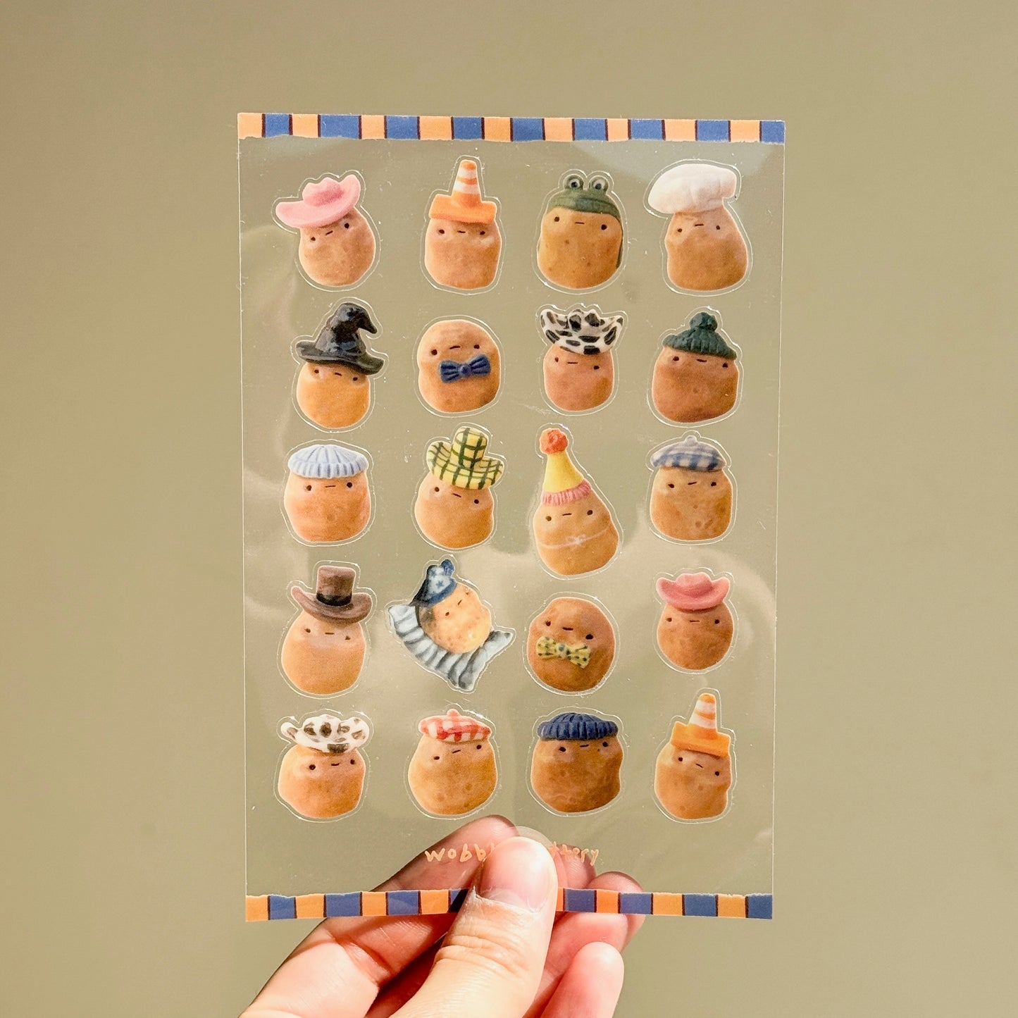 Potatoes with Accessories Clear Vinyl Sticker Sheet