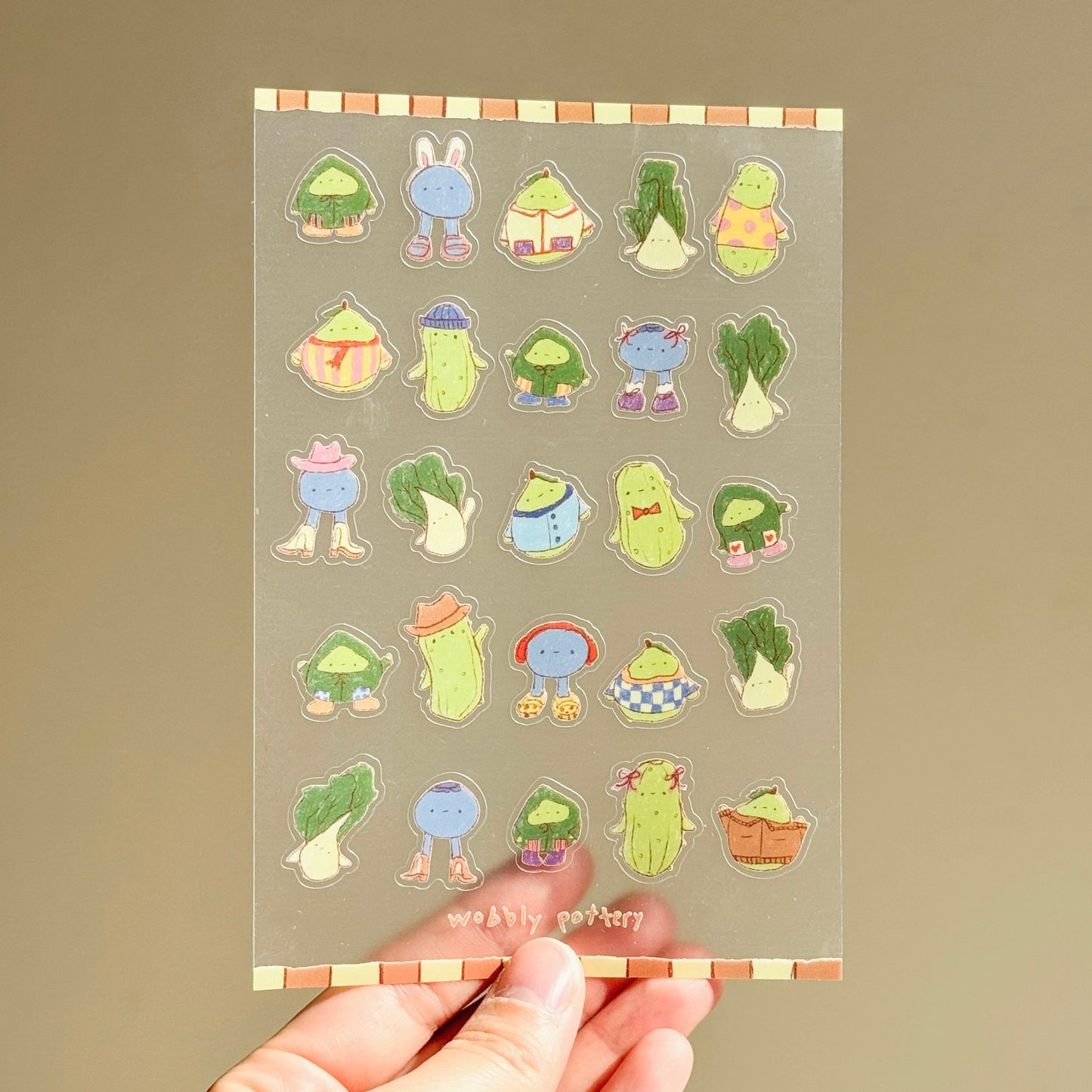 Doodle Green Guys Matte Clear Vinyl Sticker Sheet