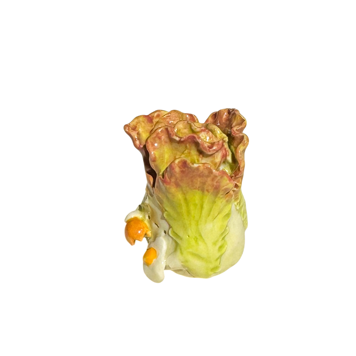 Lettuce with cracked egg