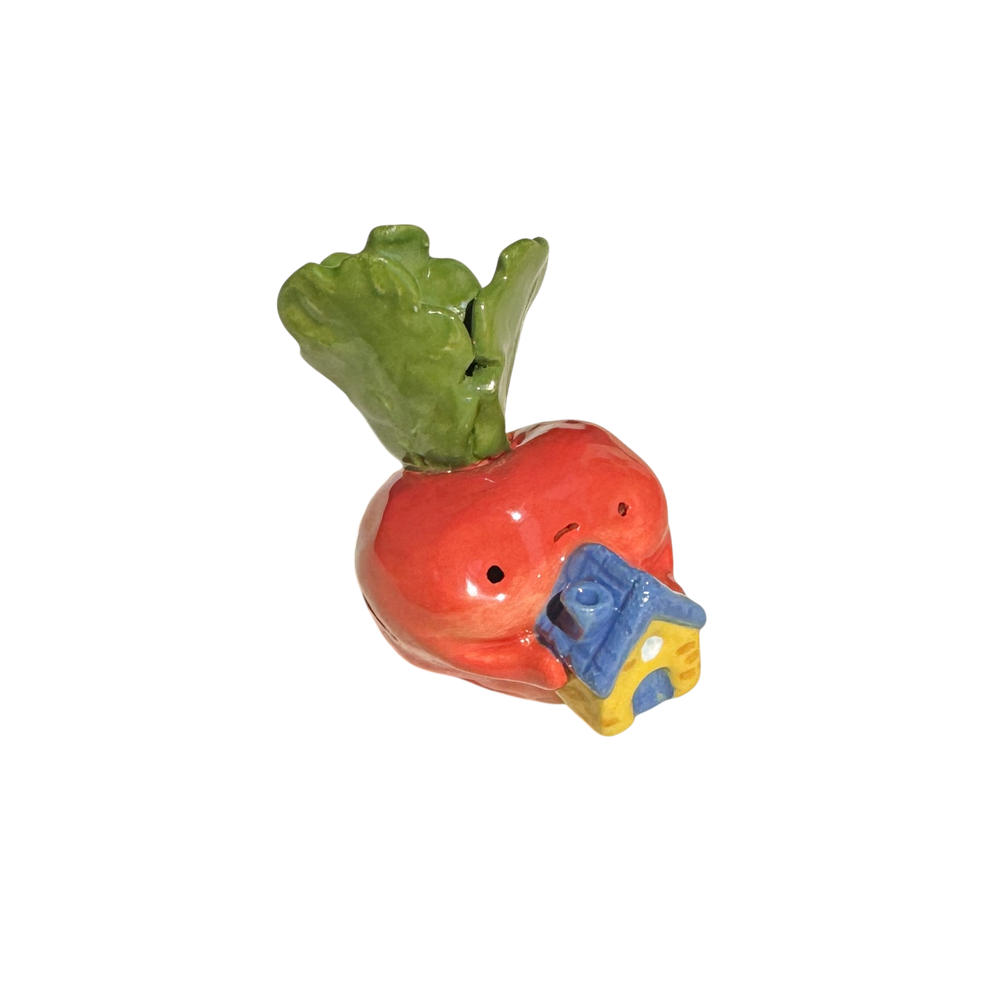 Radish with little blue house