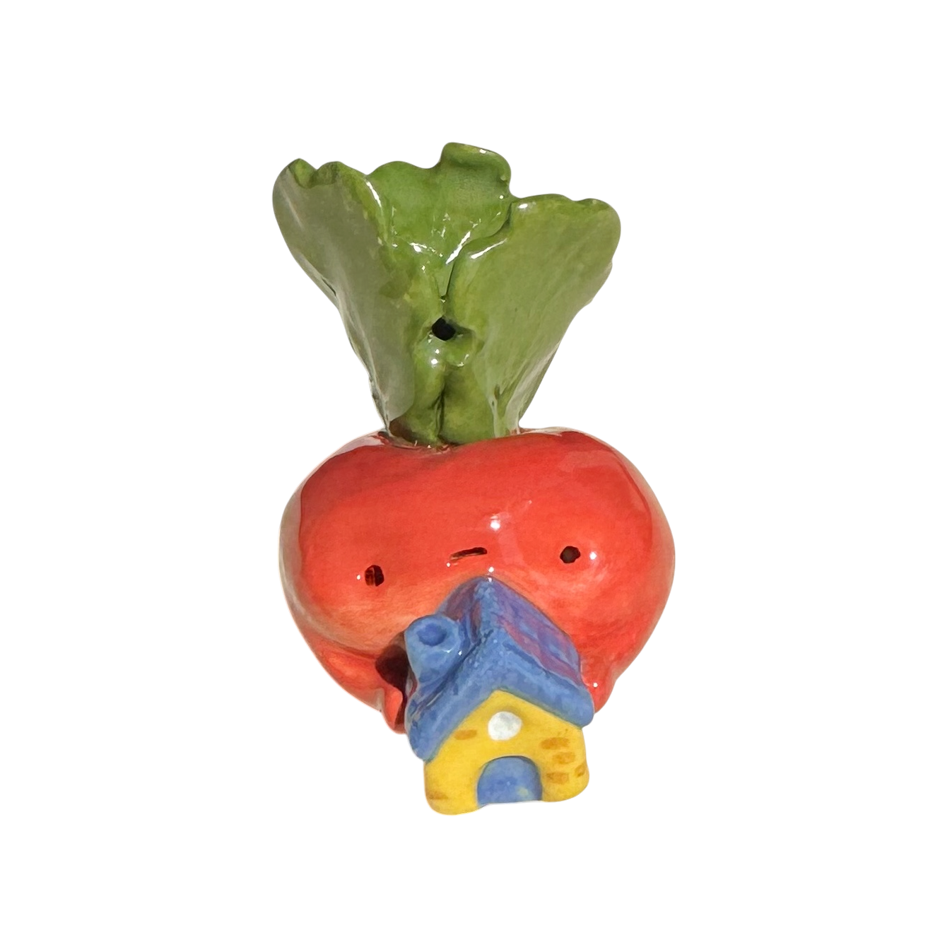 Radish with little blue house