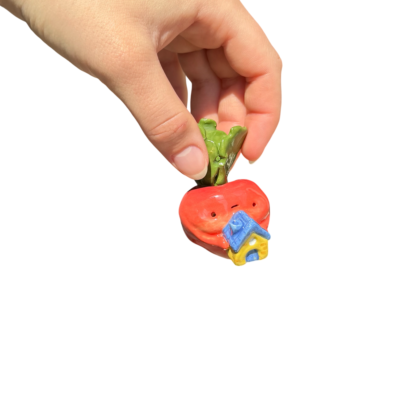 Radish with little blue house